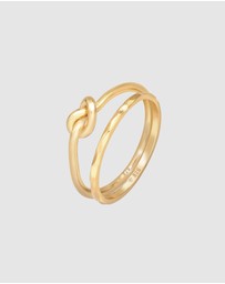 Elli Jewelry - Ring Set Knot Trend Basic Minimal in 925 Sterling Silver Gold Plated