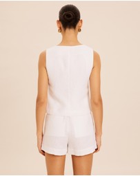AERE - Linen Asymmetric Crew Neck Vest