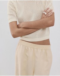 M.N.G - Short-Sleeved Openwork Knitted Sweater