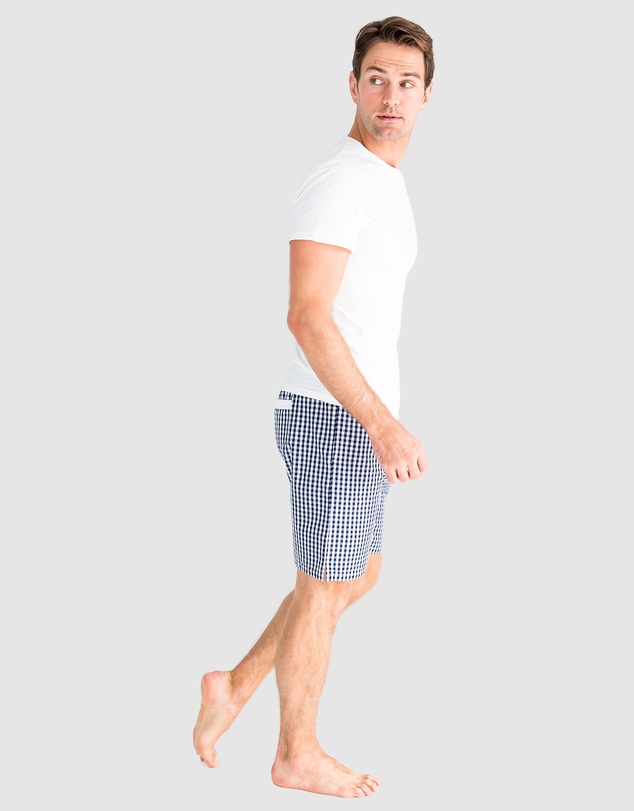 Sant And Abel - Men's Hepburn Gingham Navy Sleep Shorts