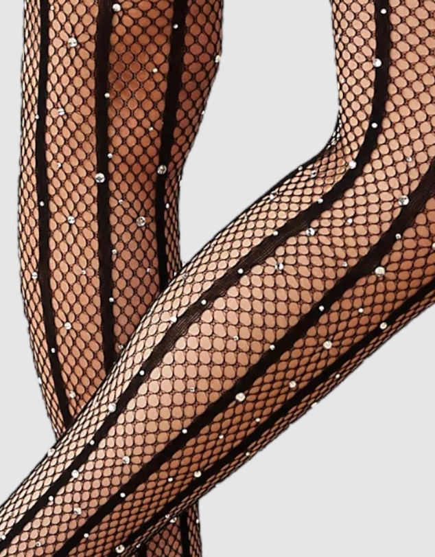 High Heel Jungle - Strobed Glitter Fishnet Tights