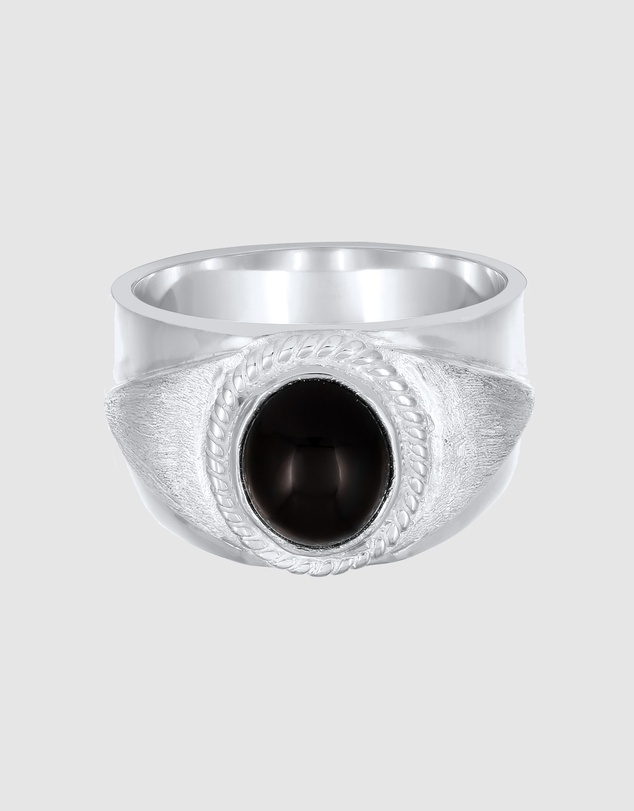 Kuzzoi - ICONIC EXCLUSIVE - Black Onyx Signet Ring in 925 Sterling Silver