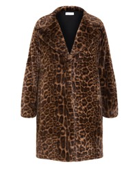City Chic - Plus size Remi Leopard Faux Fur Coat - chocolate