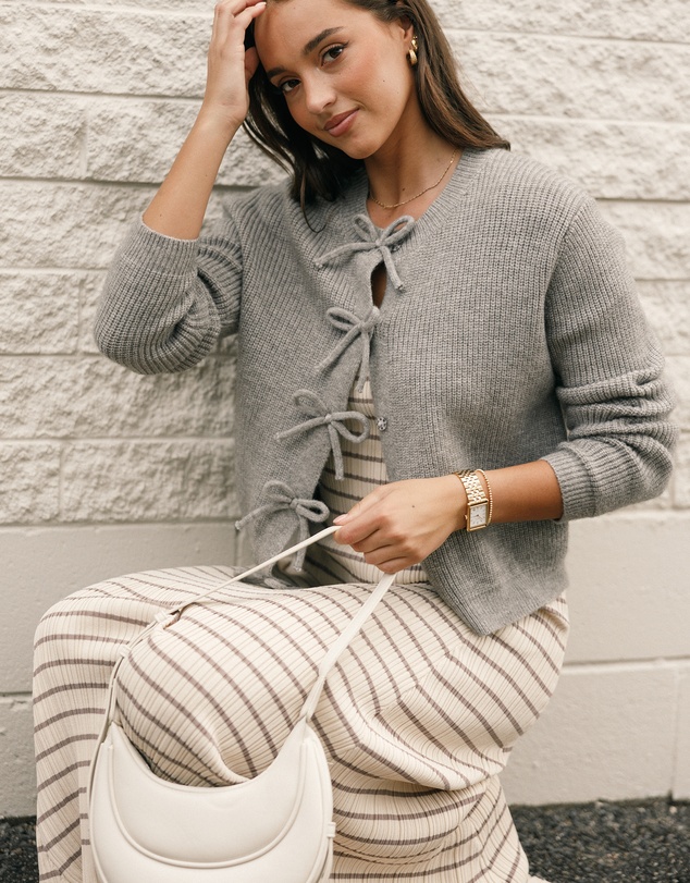 Petal & Pup - Wilde Bow Front Cardigan - Light Grey