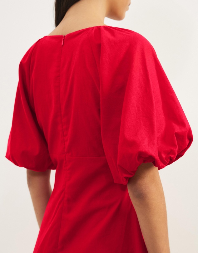 Atmos&Here - Kelly Linen Blend Puff Sleeve Mini Dress