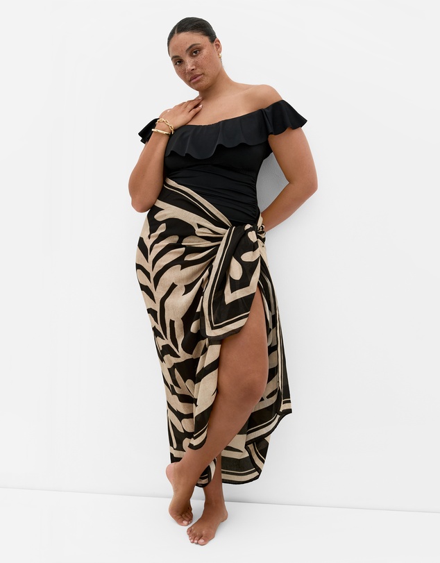 City Chic - Plus size Amalfi Off Shoulder 1 Piece - black