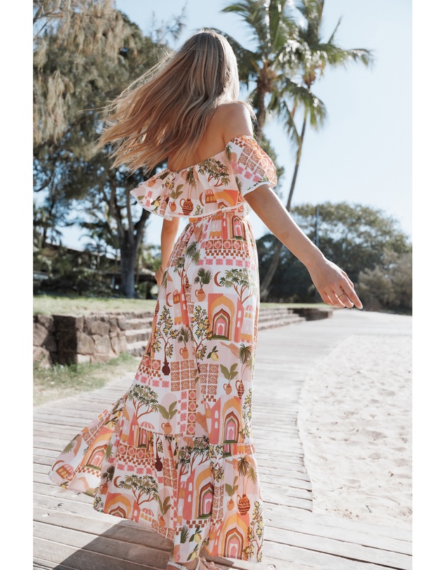 Petal & Pup - Kelsey Off Shoulder Maxi Dress - Pink Tropical