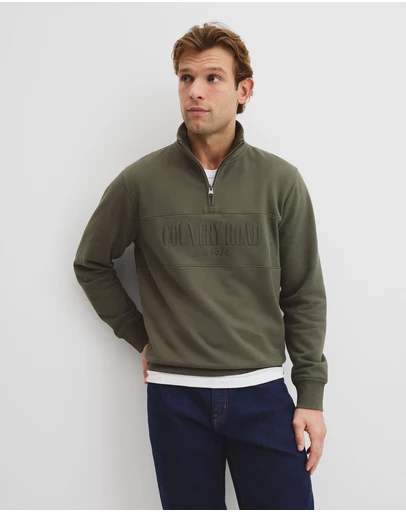 Country Road - Australian Cotton Half Zip Heritage Sweat