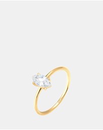 Elli Jewelry - Ring Marquise Zirconia Minimalist 925 Silver Gold Plated