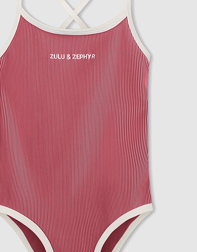 Zulu & Zephyr Mini - Mini Stripe Rib Logo One Piece - Babies-Teens