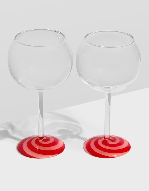 Fazeek - Swirl Wine Glasses Red/Pink