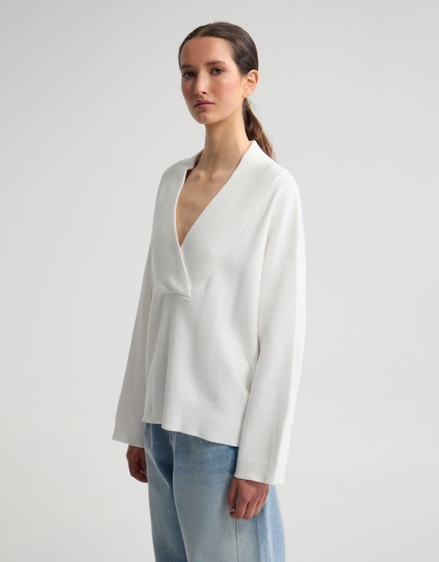 Oxford - Pia Cotton V-Neck Knit