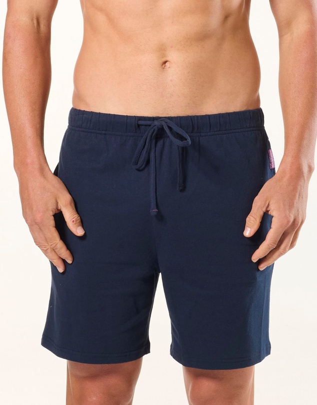 Mitch Dowd - Classic Slim Leg Cotton Knit Sleep Short 2 Pack - Navy & Grey Marle