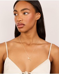 Lovisa - Waterproof Gold Plated Stainless Steel Cubic Zirconia Pave Cross & Heart Pendant Necklace