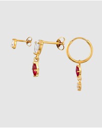 Elli Jewelry - Earrings Set Ruby Oval 925 Sterling Silver Gold-Plated