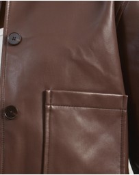 Atmos&Here - Annalise Leather Look Cropped Shacket