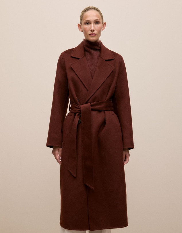 Trenery - Brushed Wool Double Breasted Coat in Espresso