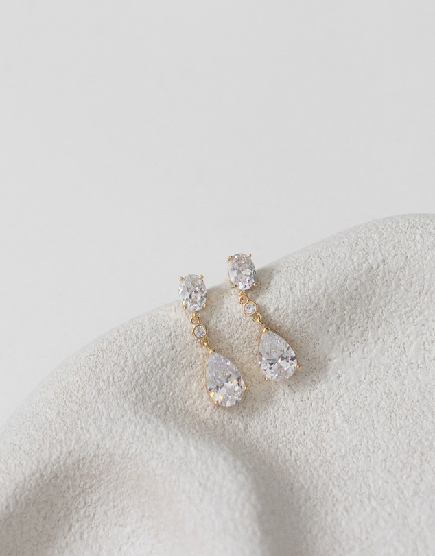 The White Collection - Ramona - Contemporary Gold Bridal Earrings