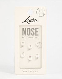 Lovisa - Surgical Steel Cubic Zirconia Flower & Heart Nose Piercing 6-Pack