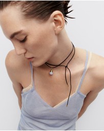 PDPAOLA - Blue Lace Agate Riviera Pendant Leather Necklace