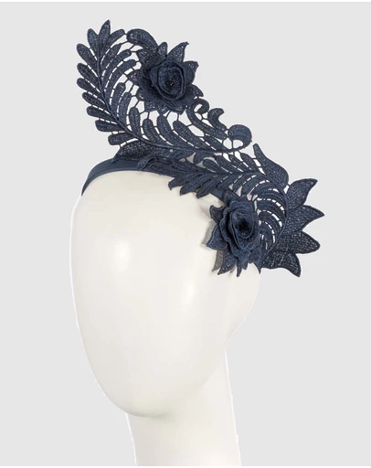 Max Alexander - Navy Lace Crown Headband Fascinator
