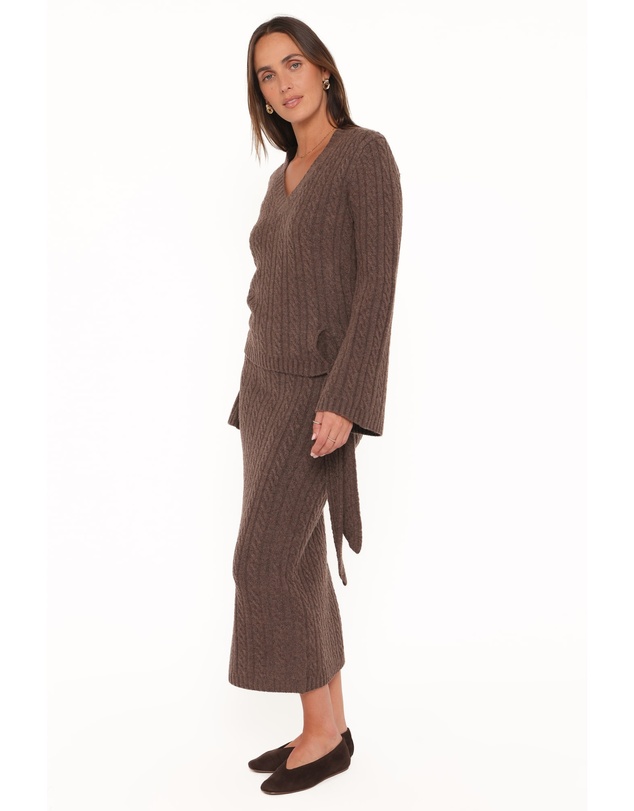 Petal & Pup - Everett Cable Knit Skirt Set - Chocolate