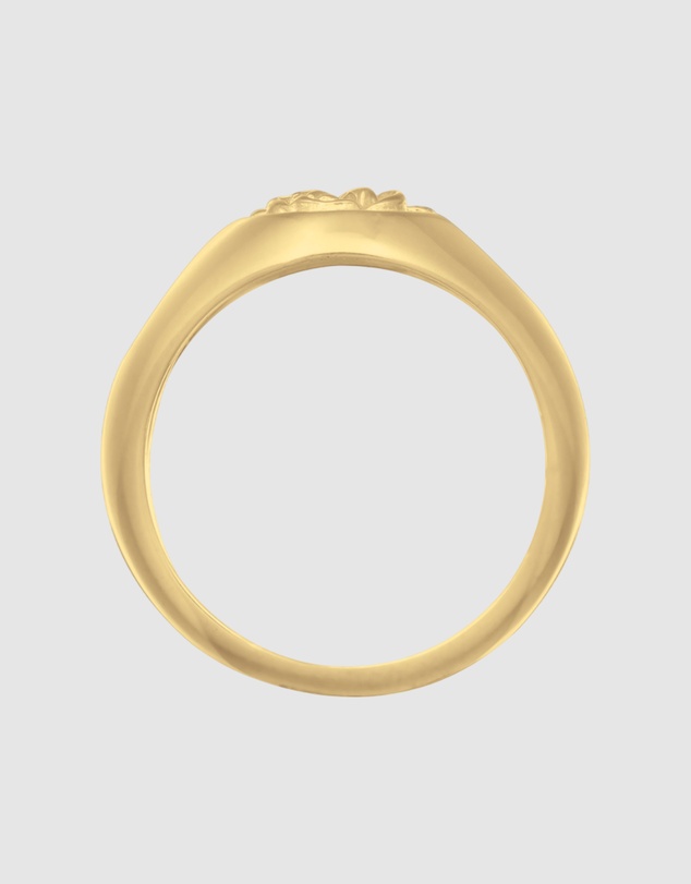 Kuzzoi - ICONIC EXCLUSIVE - Rose Embossed Signet Ring in Gold-Plated 925 Sterling Silver