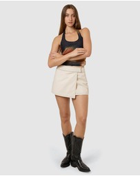 Thrills - Night Shift Wrap Mini Skirt