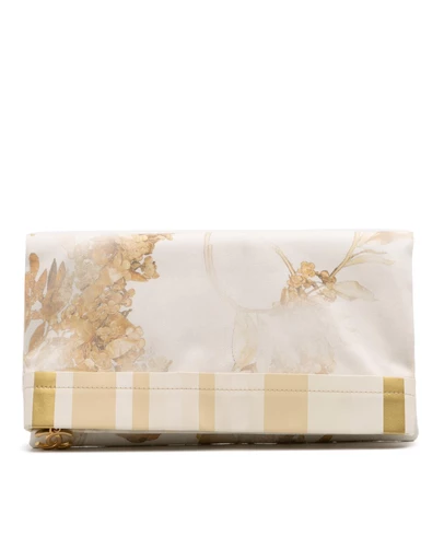 Pre-Loved by Azura Reborn - Pre-Loved XL Printed Canvas and Striped Lambskin Foldover Clutch