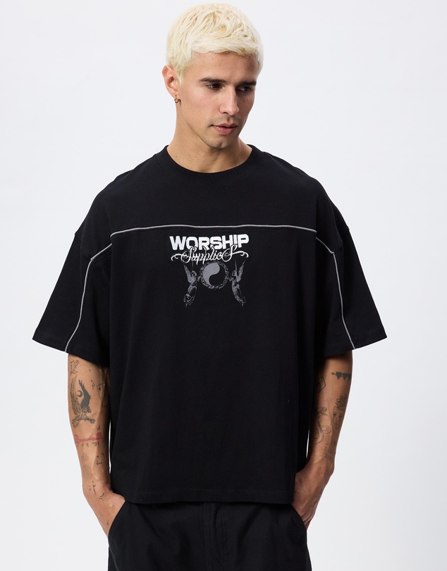 Worship - Toll Free Box Crop Panel Tee