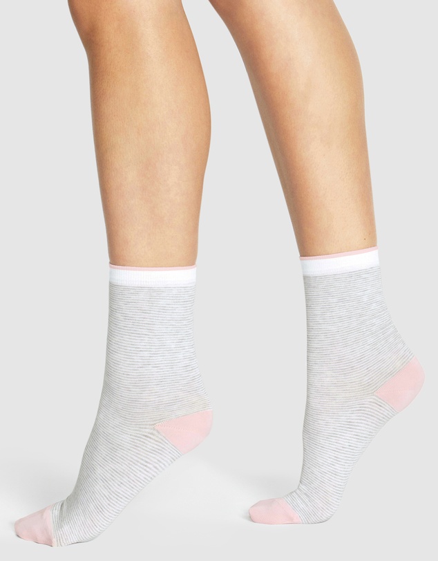 Levante - 3 Pack Lina Fine Stripe Crew Sock