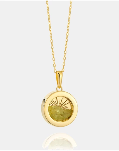 Rachel Jackson - Small Deco Sun Amulet August Birthstone Peridot Necklace (Balance & Clarity)