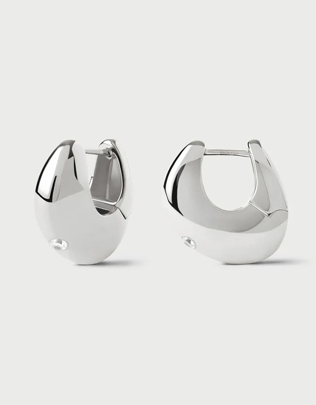 PDPAOLA - Wave Silver Hoop Earrings