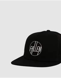 Fallen Footwear - Fallen Footwear Circle Trucker Hat Flat Visor 3D Printed Logo - Black / White