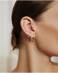 Ania Haie - Silver Flat Small Huggie Hoop Earrings
