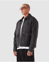 Zanerobe - Faux Leather Aviator Jacket Black