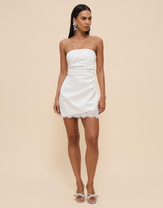 CHANCERY - Nara Strapless Satin And Lace Mini Dress