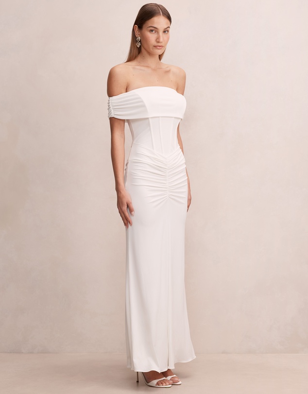 Forever New - Ania Ruched Bardot Neck Maxi Dress