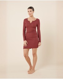 Gingerlilly - Bonnie Ribbed Long Sleeve Midi Henley Nightdress