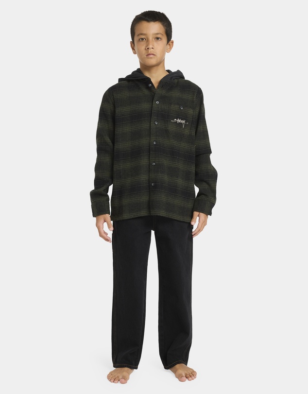 Billabong Kids - Boys 8 to 16 Baja Surf Hooded Flannel Shirt