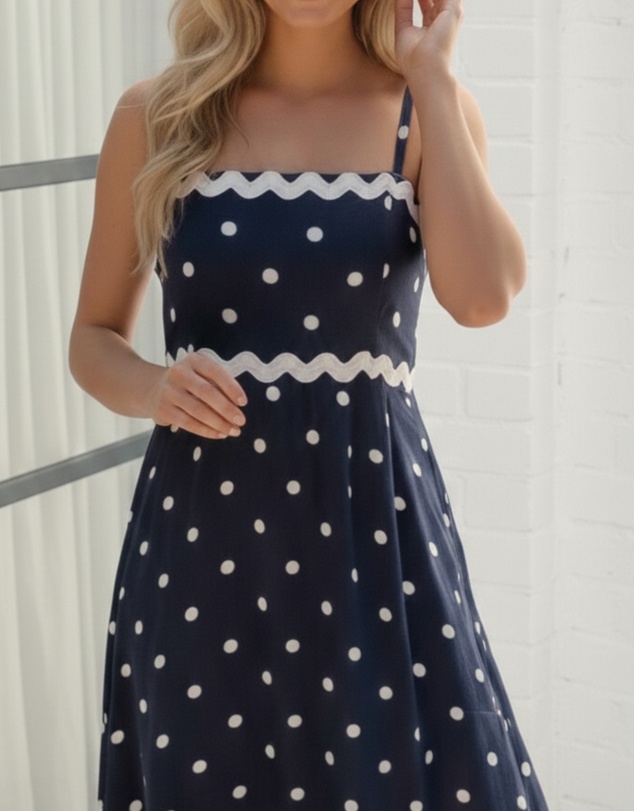 Esther & Co - Priah Dress - Navy Spot