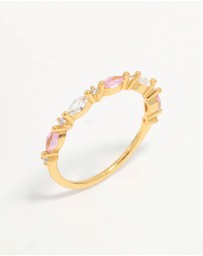 Lovisa - Gold Plated Sterling Silver Alternating Marquise Round Cubic Zirconia Ring