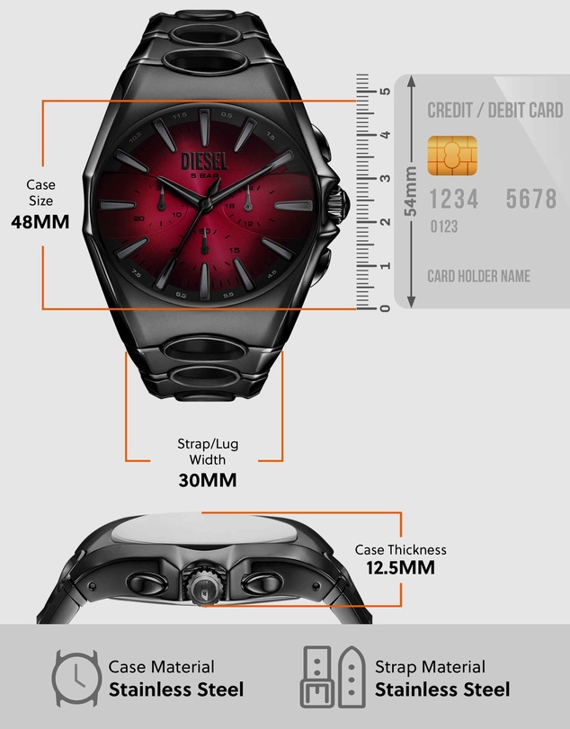 Diesel - D-Curve Black Chronograph Watches