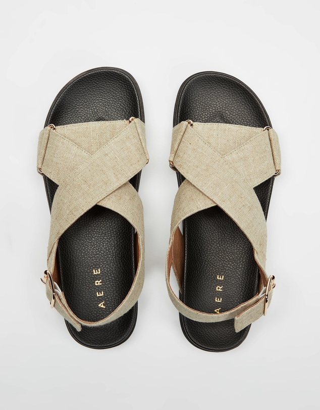 AERE - Linen Crossover Sandals