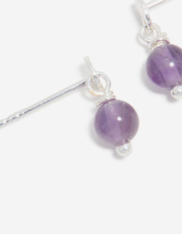 Lovisa - Sterling Silver Amethyst Semi-Precious Stone Drop Earrings