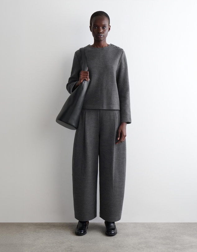 COS - Button-Detail Boiled-Wool Sweatshirt