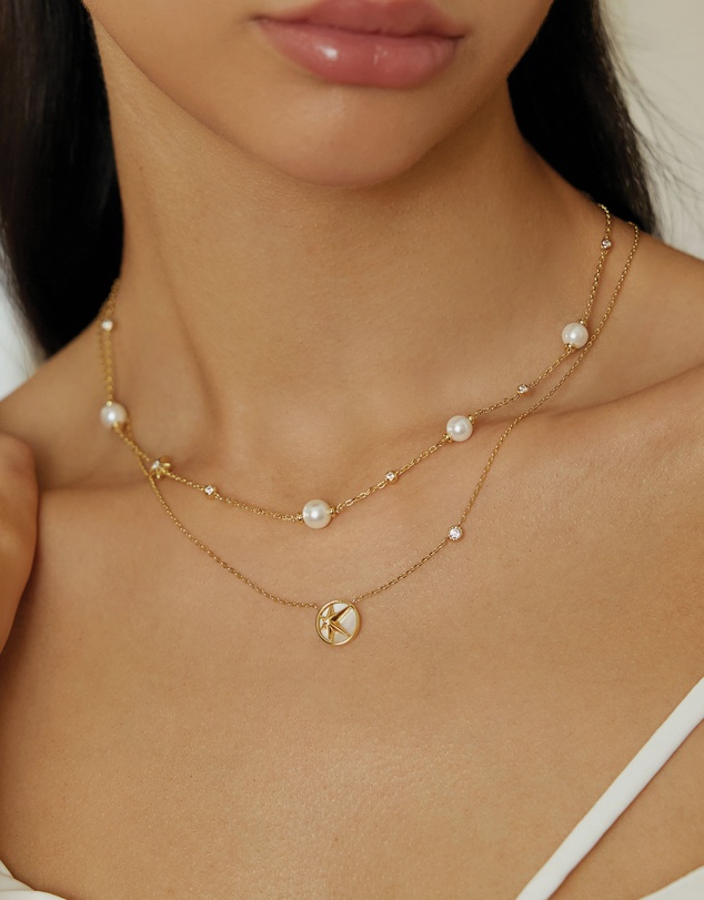 Ania Haie - Ania Haie Gold Starry Mother of Pearl Necklace