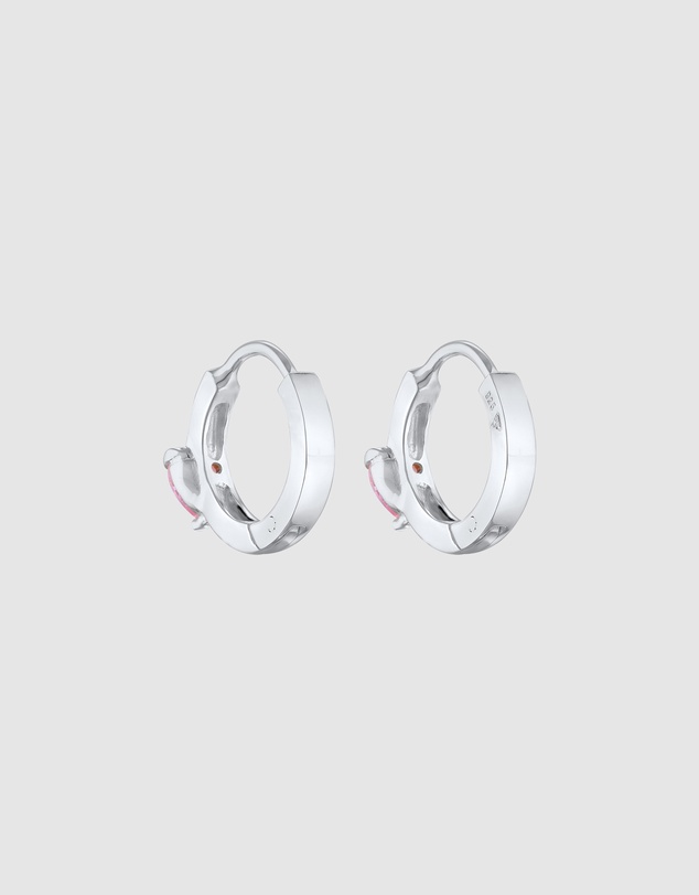 Elli Jewelry - Zirconia Heart Kids Huggie Hoop Earrings in 925 Silver