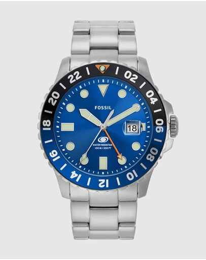 Fossil - Fossil Blue Silver Tone Analogue Watch