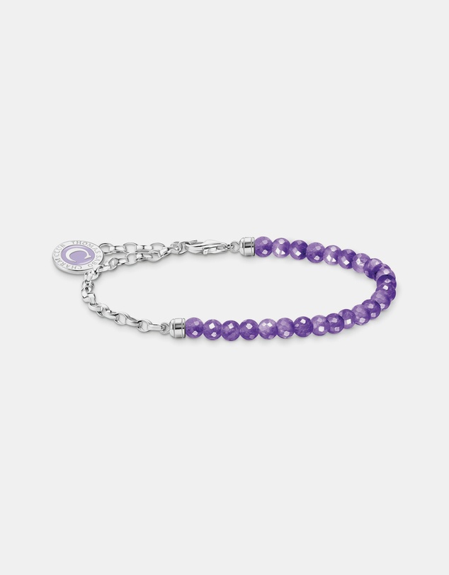 THOMAS SABO - Silver Member Charm Bracelet with Violet Imitation Amethyst Beads